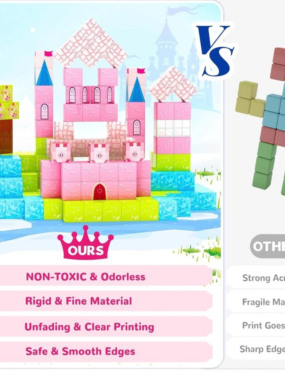 Pink Castle Building Block Set for Kids